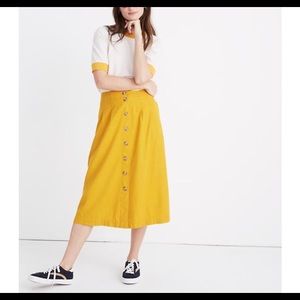 Madewell gold yellow patio midi skirt